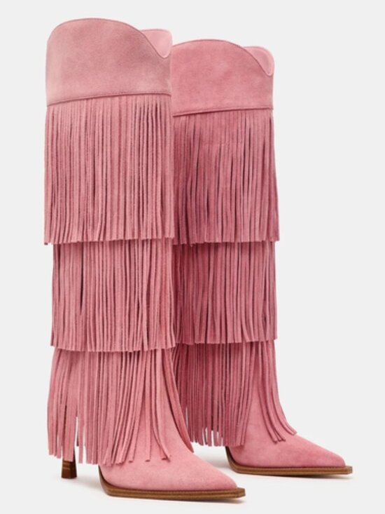 Steve Madden Shoes - Steve Madden Kinzee Fringe Suede Stiletto Tall Western Boots